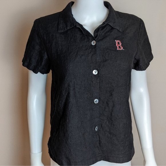 Boston Red Sox button up linen shirt small - Picture 1 of 8